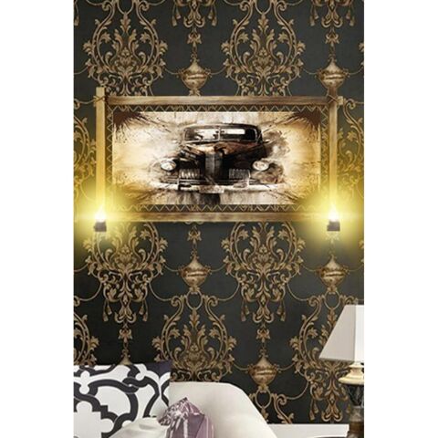 Kanvas Antika Araba Rustik Lambalı Tablo - 96 x 66 cm
