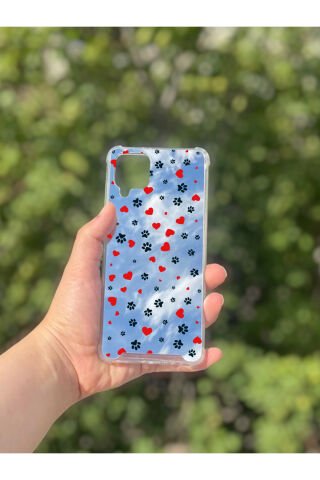 Samsung Galaxy A12 Uyumlu Aynalı Pati Desenli Darbe Kamera Korumalı Silikon Telefon Kılıfı