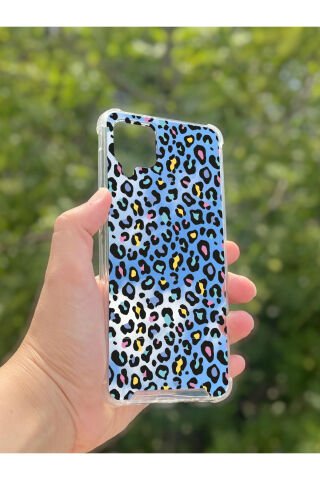 Samsung Galaxy A12 Uyumlu Aynalı Leopar Desenli Darbe Kamera Korumalı Silikon Telefon Kılıfı