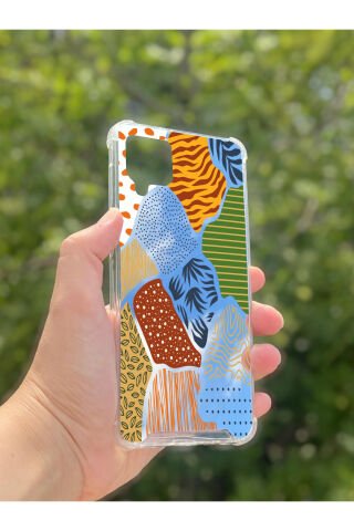 Samsung Galaxy A12 Uyumlu Aynalı Renkli Leopar Desenli Darbe Kamera Korumalı Silikon Telefon Kılıfı