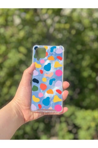 Samsung Galaxy A12 Uyumlu Aynalı Benek Desenli Darbe Kamera Korumalı Silikon Telefon Kılıfı
