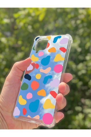 Samsung Galaxy A12 Uyumlu Aynalı Benek Desenli Darbe Kamera Korumalı Silikon Telefon Kılıfı