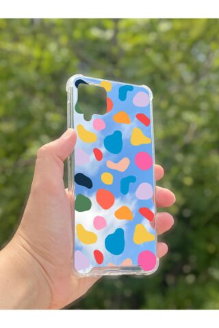 Samsung Galaxy A12 Uyumlu Aynalı Benek Desenli Darbe Kamera Korumalı Silikon Telefon Kılıfı