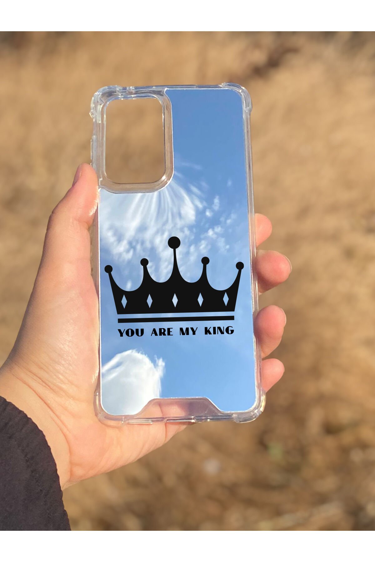 Samsung Galaxy A33 Uyumlu Aynalı Kral Taçı Desenli Darbe Kamera Korumalı Silikon Telefon Kılıfı