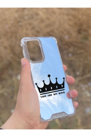 Samsung Galaxy A33 Uyumlu Aynalı Kral Taçı Desenli Darbe Kamera Korumalı Silikon Telefon Kılıfı