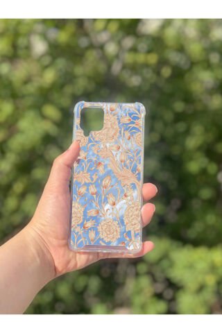 Samsung Galaxy A12 Uyumlu Aynalı Lale Desenli Darbe Kamera Korumalı Silikon Telefon Kılıfı