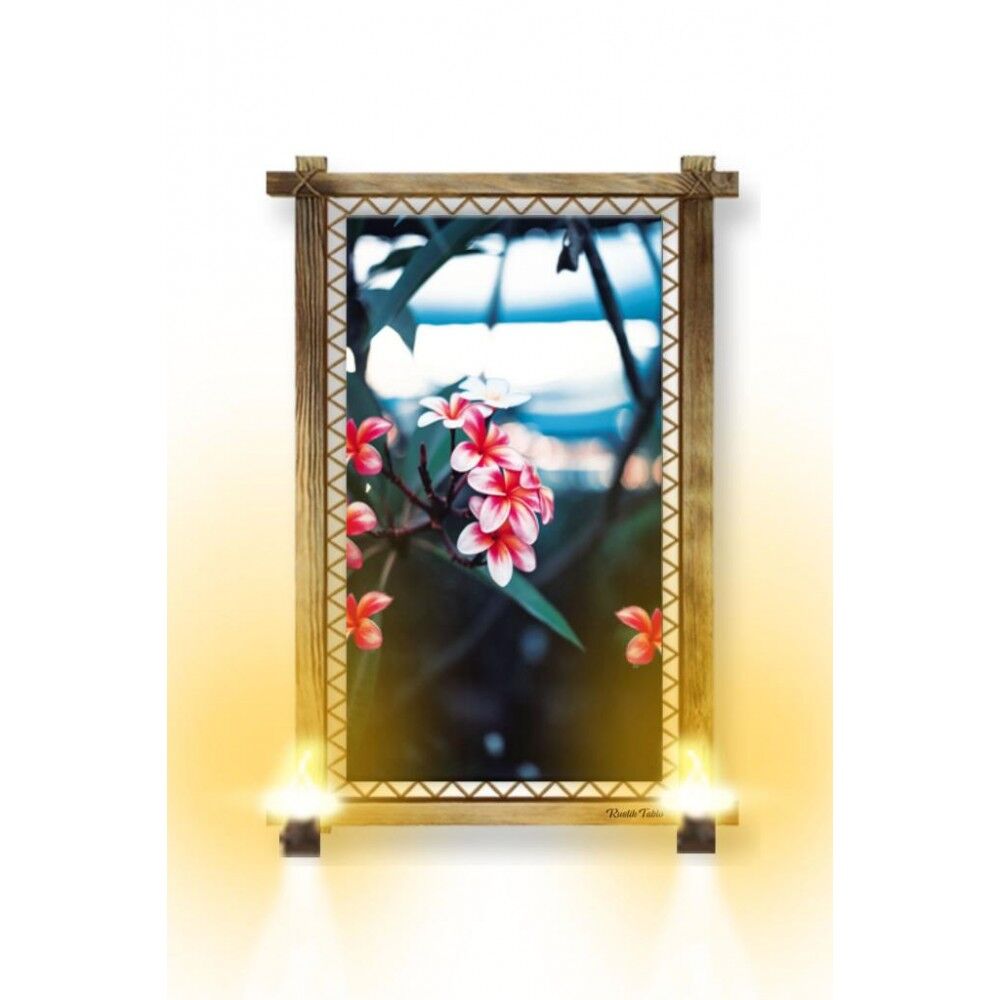 Kanvas Çiçek Rustik Lambalı Tablo - 96 x 66 cm