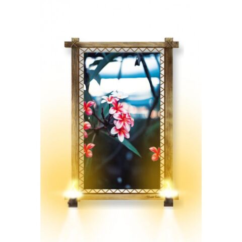 Kanvas Çiçek Rustik Lambalı Tablo - 96 x 66 cm