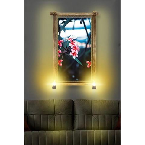 Kanvas Çiçek Rustik Lambalı Tablo - 96 x 66 cm