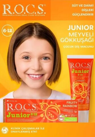 Rocs Junior Meyveli Gökkuşağı 6-12 Yaş Florürsüz Diş Macunu 74 ml