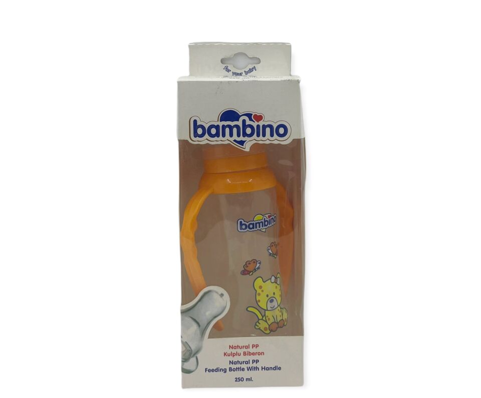 Bambino Natural PP Kulplu Biberon 250 ml - Turuncu