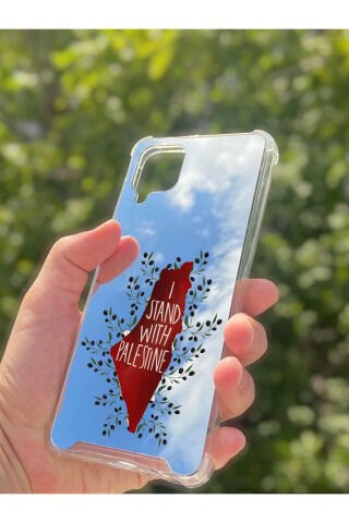 Samsung Galaxy A12 Uyumlu Aynalı Filistin Desenli Darbe Kamera Korumalı Silikon Telefon Kılıfı