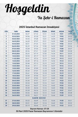 Ramazan İmsakiyesi Modern Kişiye Özel Tasarımlı Dijital Baskı 6 Adet A4 300 gr Model 21