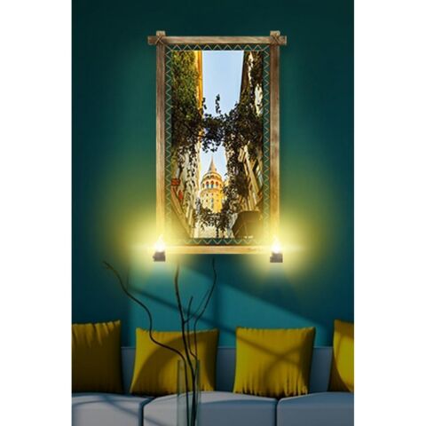 Kanvas Galata Kulesi Rustik Lambalı Tablo - 96 x 66 cm