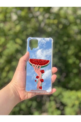 Samsung Galaxy A12 Uyumlu Aynalı Palestine Desenli Darbe Kamera Korumalı Silikon Telefon Kılıfı