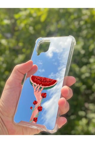 Samsung Galaxy A12 Uyumlu Aynalı Palestine Desenli Darbe Kamera Korumalı Silikon Telefon Kılıfı