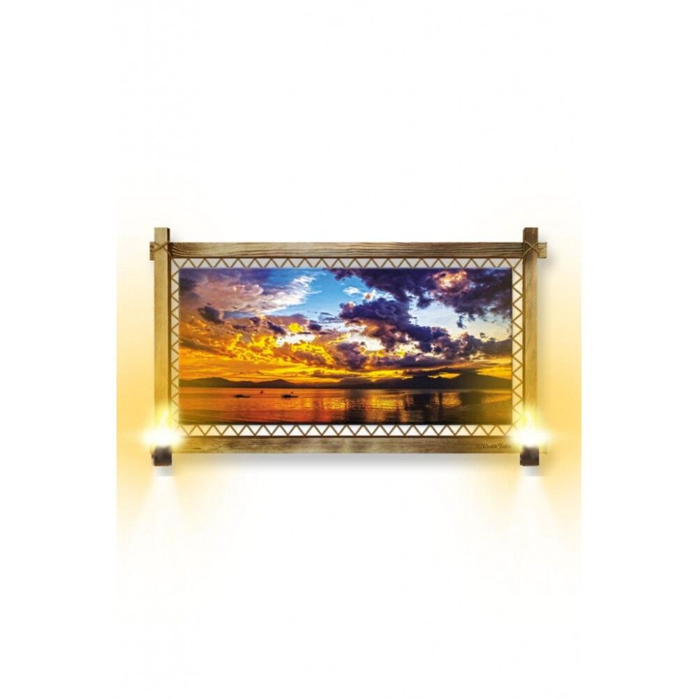 Kanvas Gün Batımı Rustik Lambalı Tablo - 96 x 66 cm