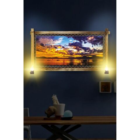 Kanvas Gün Batımı Rustik Lambalı Tablo - 96 x 66 cm