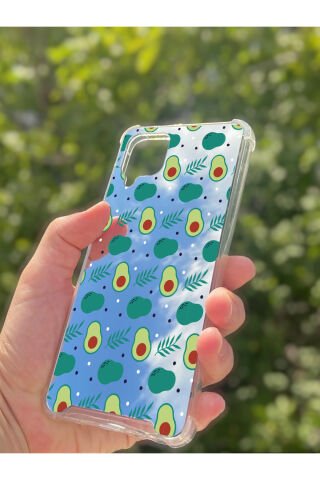 Samsung Galaxy A12 Uyumlu Aynalı Avakado Desenli Darbe Kamera Korumalı Silikon Telefon Kılıfı