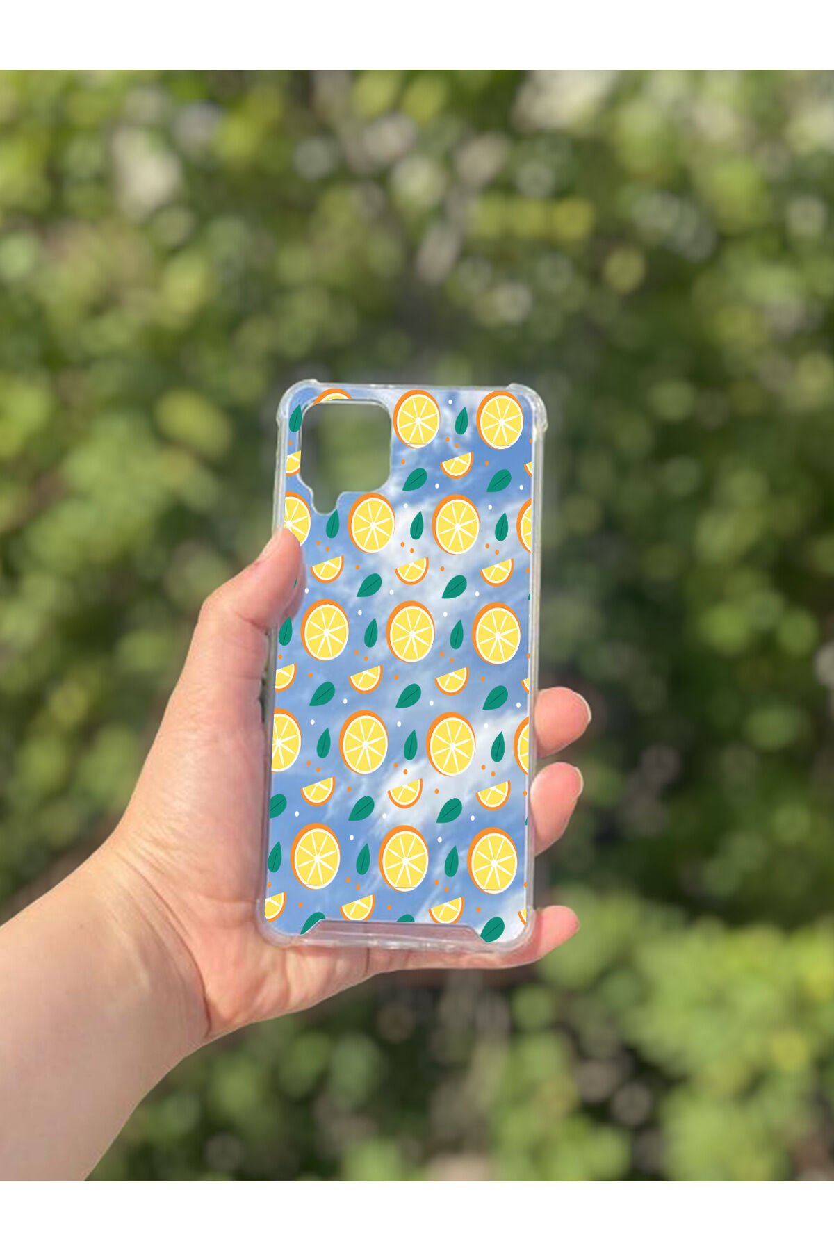 Samsung Galaxy A12 Uyumlu Aynalı Portakal Desenli Darbe Kamera Korumalı Silikon Telefon Kılıfı