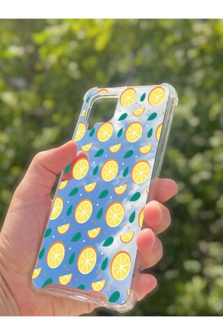Samsung Galaxy A12 Uyumlu Aynalı Portakal Desenli Darbe Kamera Korumalı Silikon Telefon Kılıfı