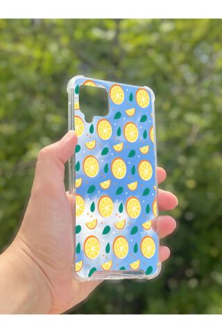 Samsung Galaxy A12 Uyumlu Aynalı Portakal Desenli Darbe Kamera Korumalı Silikon Telefon Kılıfı