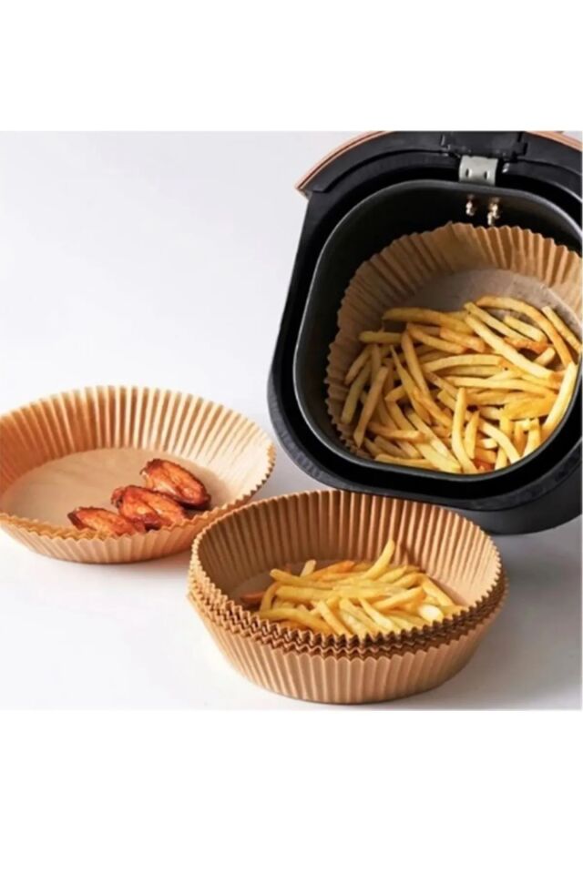 Air Fryer Pişirme Kağıdı 50 Adet Hava Fritözü yuvarlak Model Pişirme Kağıdı Airfryer Yağsız Fritöz