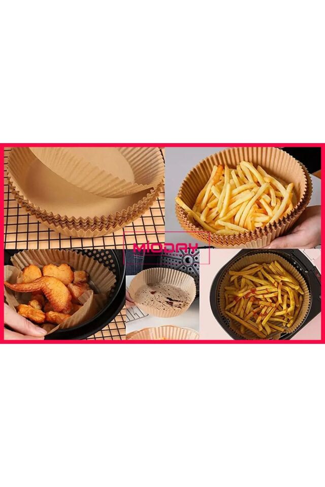 Air Fryer Pişirme Kağıdı 50 Adet Hava Fritözü yuvarlak Model Pişirme Kağıdı Airfryer Yağsız Fritöz