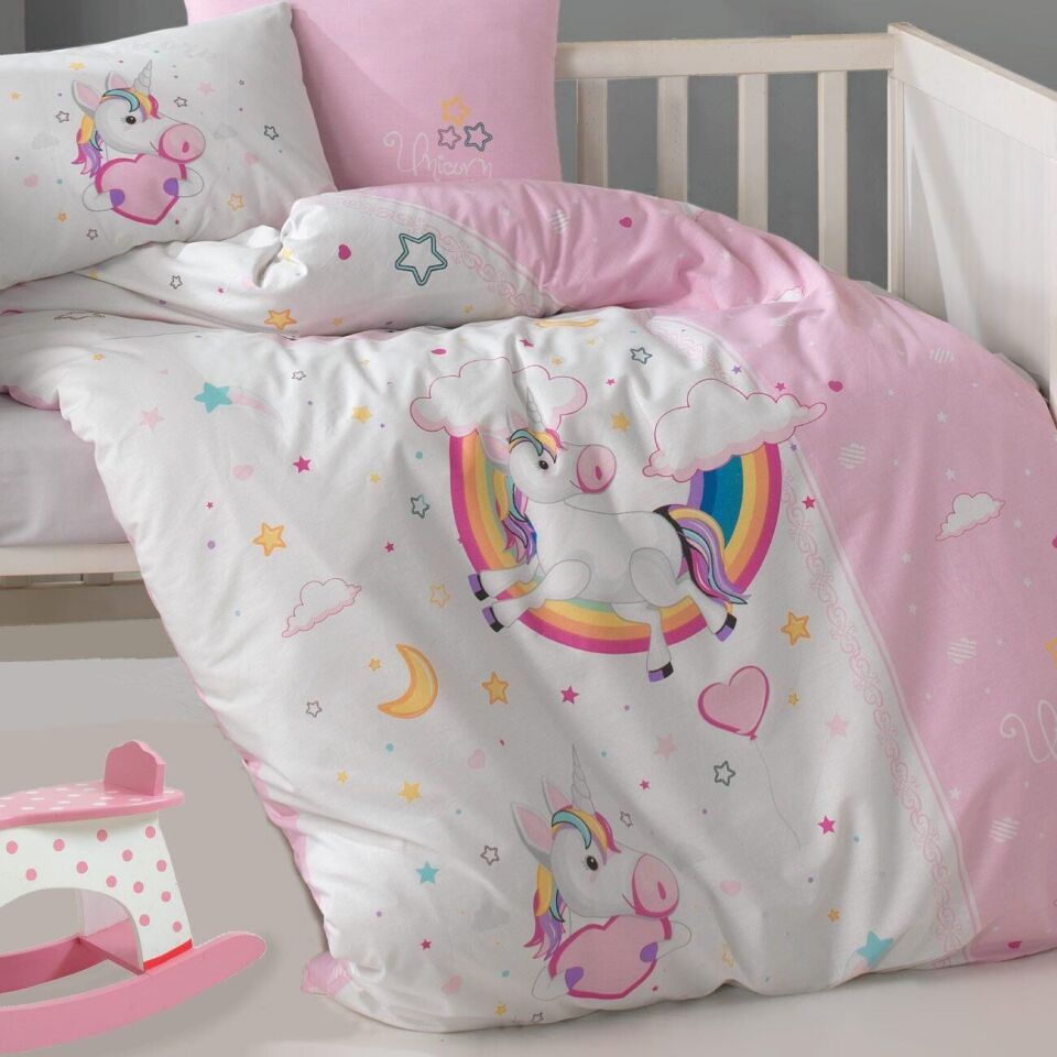 Ranforce 100% Pamuk Bebek Nevresim Takımı Pony Pembe
