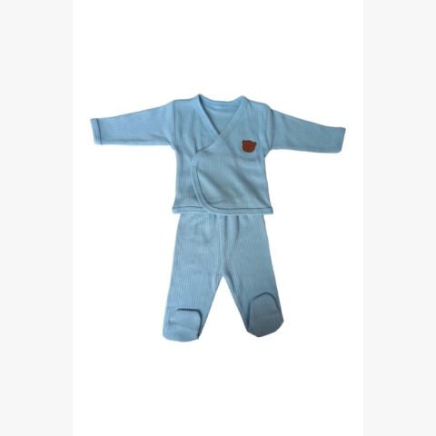 6-9 Ay Patikli Pantolon Yandan Çıtçıtlı Uzun Kollu Sweatli 2li Kız Erkek Bebek Takımı