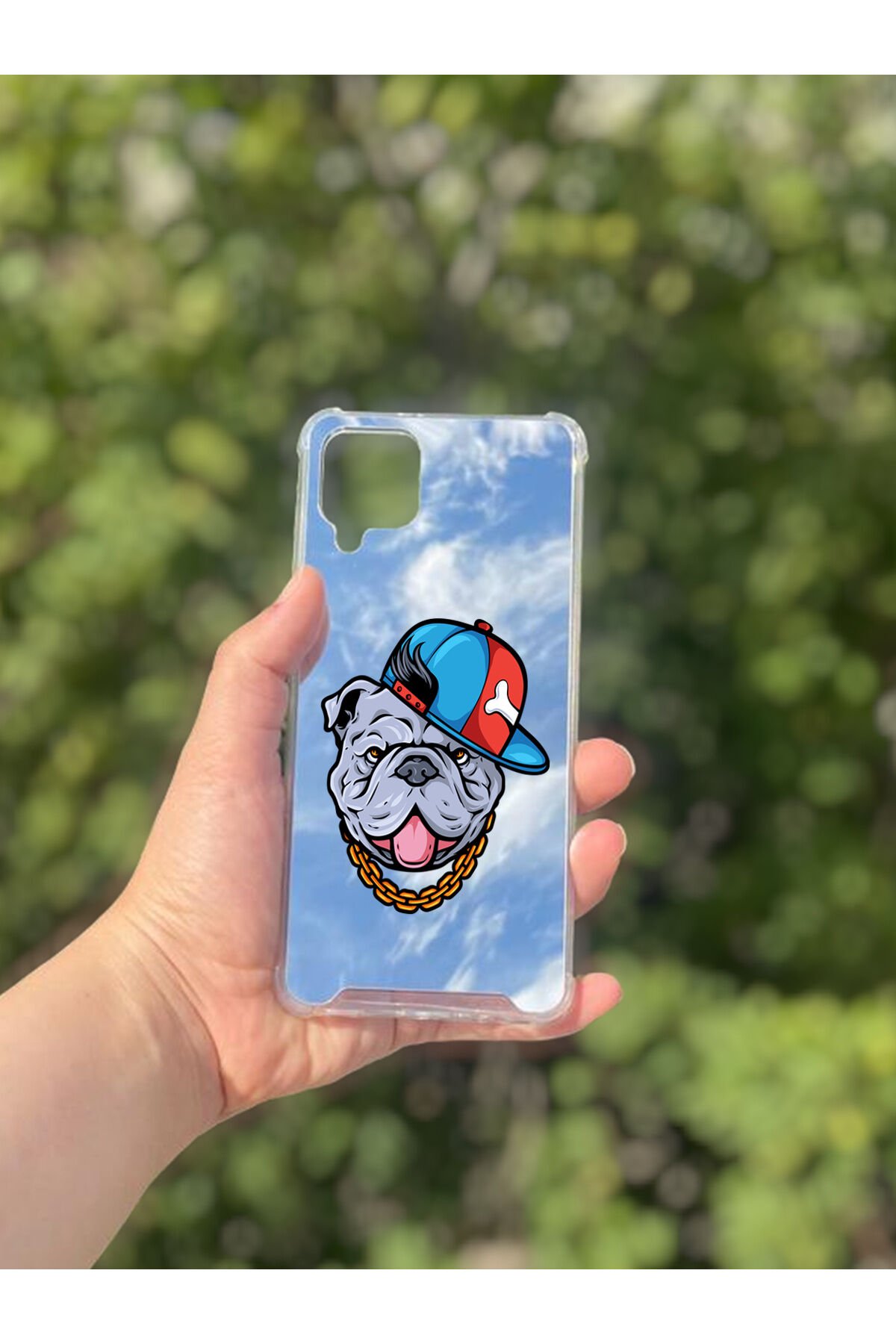 Samsung Galaxy A12 Uyumlu Aynalı Köpek Desenli Darbe Kamera Korumalı Silikon Telefon Kılıfı
