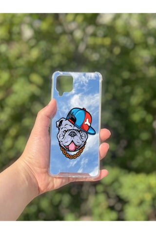 Samsung Galaxy A12 Uyumlu Aynalı Köpek Desenli Darbe Kamera Korumalı Silikon Telefon Kılıfı