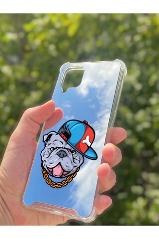 Samsung Galaxy A12 Uyumlu Aynalı Köpek Desenli Darbe Kamera Korumalı Silikon Telefon Kılıfı