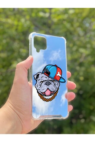 Samsung Galaxy A12 Uyumlu Aynalı Köpek Desenli Darbe Kamera Korumalı Silikon Telefon Kılıfı