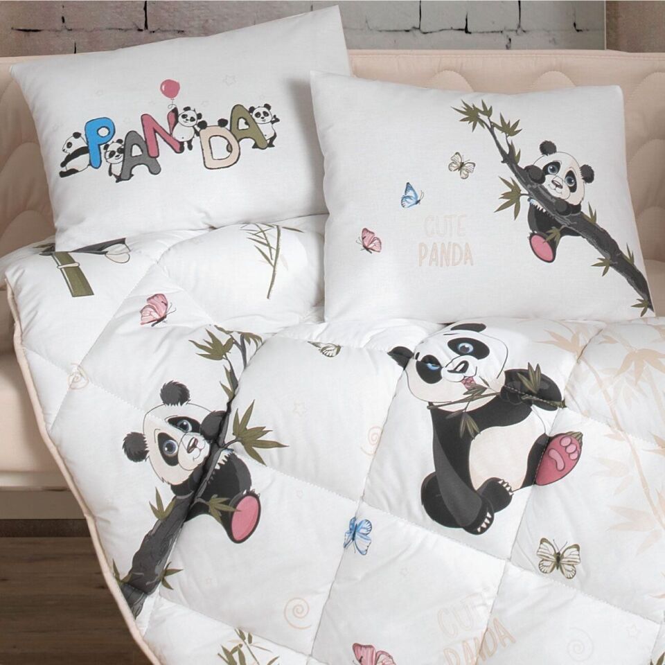 Ranforce 100% Pamuk  Bebek Uyku Seti Panda Bej