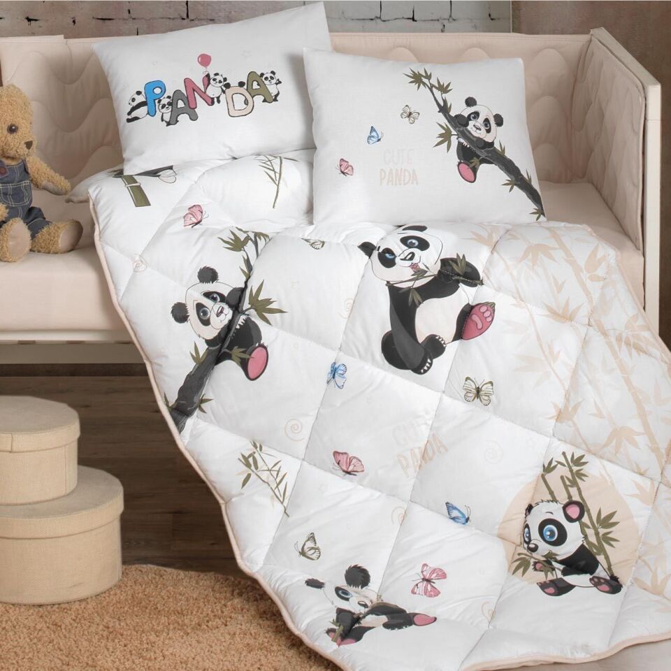 Ranforce 100% Pamuk  Bebek Uyku Seti Panda Bej
