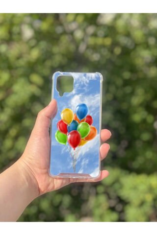 Samsung Galaxy A12 Uyumlu Aynalı Balon Desenli Darbe Kamera Korumalı Silikon Telefon Kılıfı
