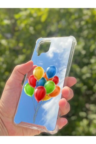 Samsung Galaxy A12 Uyumlu Aynalı Balon Desenli Darbe Kamera Korumalı Silikon Telefon Kılıfı