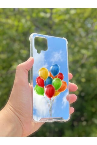 Samsung Galaxy A12 Uyumlu Aynalı Balon Desenli Darbe Kamera Korumalı Silikon Telefon Kılıfı