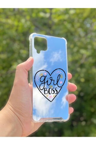 Samsung Galaxy A12 Uyumlu Aynalı Girl Bos Desenli Darbe Kamera Korumalı Silikon Telefon Kılıfı