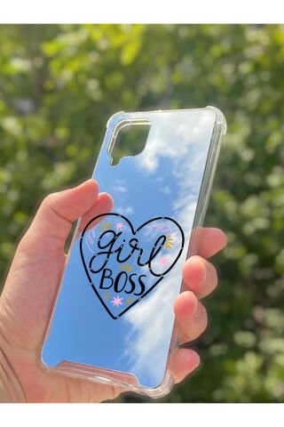 Samsung Galaxy A12 Uyumlu Aynalı Girl Bos Desenli Darbe Kamera Korumalı Silikon Telefon Kılıfı