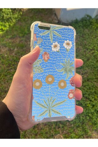 İphone 6 Plus Uyumlu Aynalı Çiçek Desenli Darbe Kamera Korumalı Silikon Telefon Kılıfı