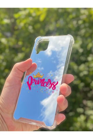 Samsung Galaxy A12 Uyumlu Aynalı Prenses Desenli Darbe Kamera Korumalı Silikon Telefon Kılıfı