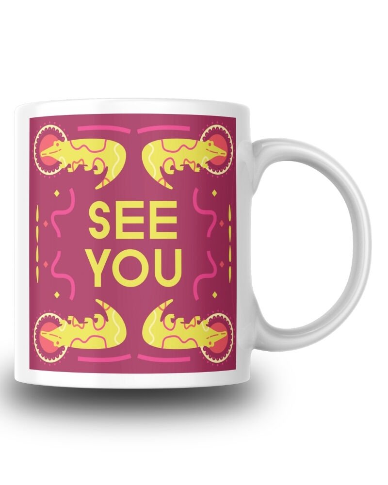 See You Timsahlar Desenli Seramik 350 Ml Kupa Bardak