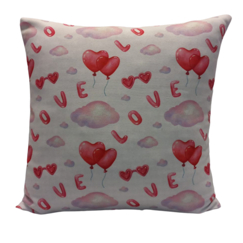 Modern Desenli Microfiber Dijital Baskı Kumaş Leke Tutmaz Kırlent Kılıfı 4'lü Kalpli Love Beyaz