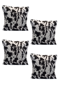 Modern Desenli Microfiber Dijital Baskı Kumaş Leke Tutmaz Kırlent Kılıfı 4'lü Silüet Beyaz