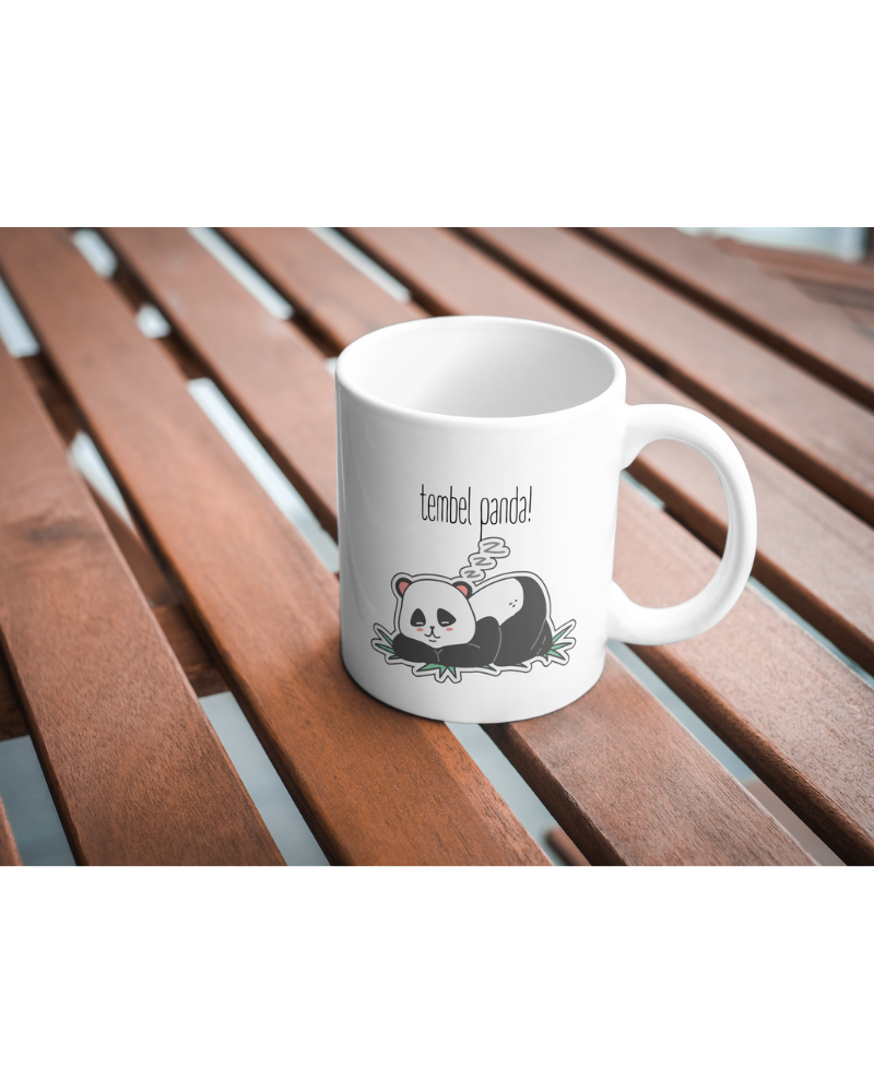 Tembel Panda Tasarım Seramik 350 Ml Kupa Bardak