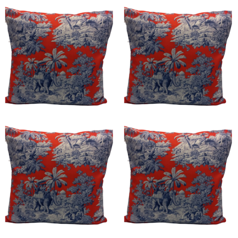 Modern Desenli Microfiber Dijital Baskı Kumaş Leke Tutmaz Kırlent Kılıfı 4'lü Fil Desenli
