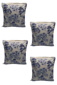 Modern Desenli Microfiber Dijital Baskı Kumaş Leke Tutmaz Kırlent Kılıfı 4'lü Çiçek Desenli