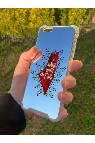 İphone 6 Plus Uyumlu Aynalı Palestine Desenli Darbe Kamera Korumalı Silikon Telefon Kılıfı